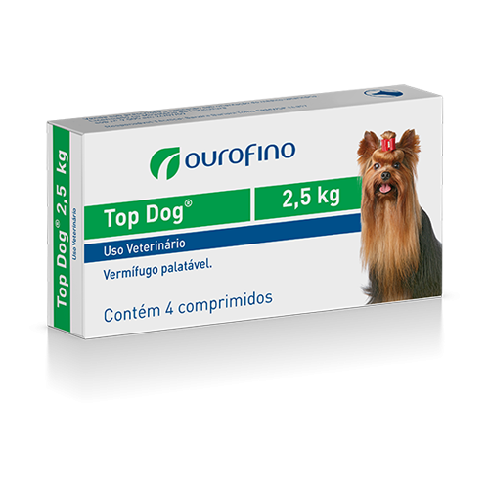 Vermífugo Top Dog Para Cães 30kg Ourofino 2 Compr. Palatável